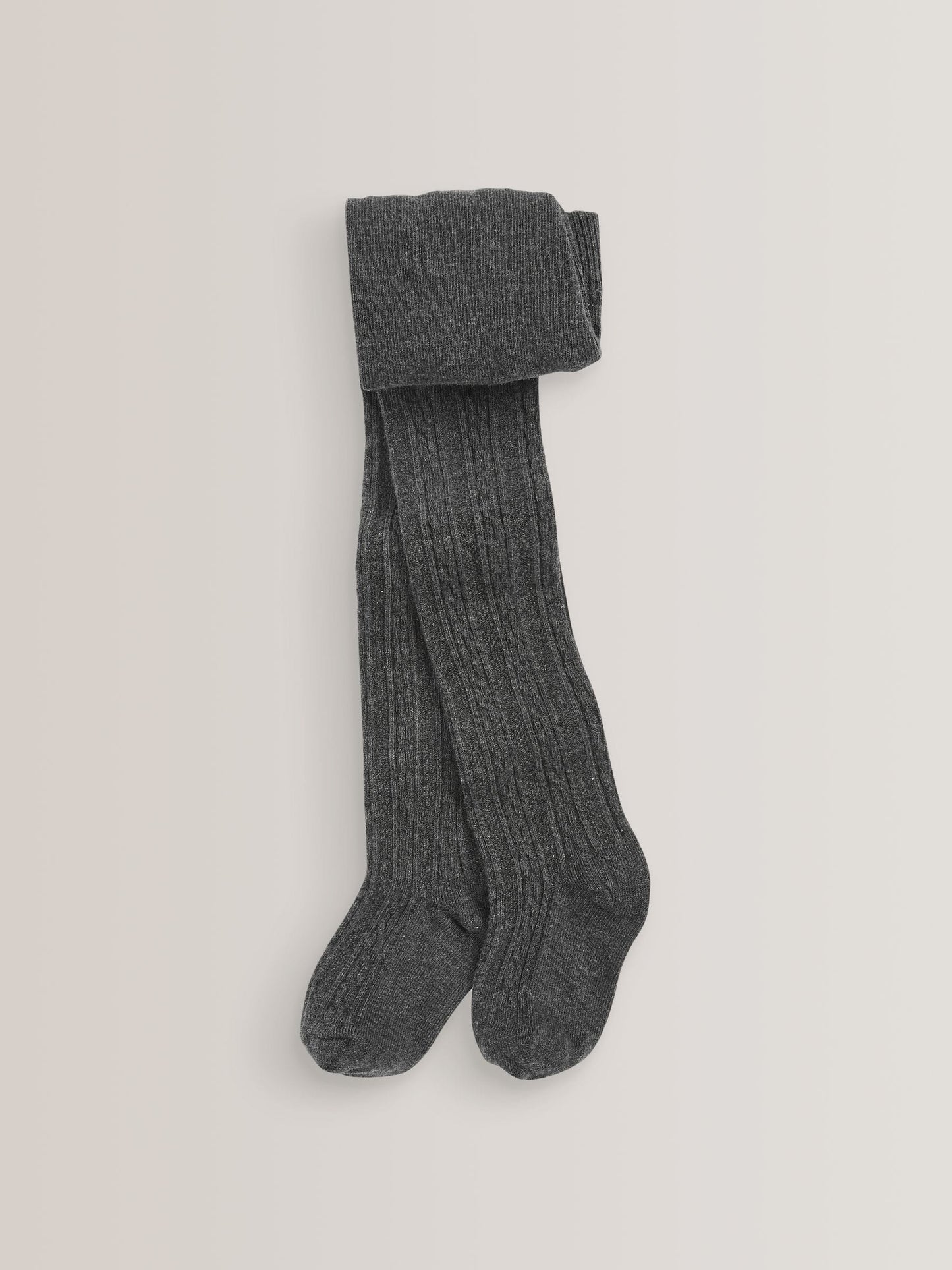 Charcoal Grey Regular Length Cotton Rich Cable Tights image 1
