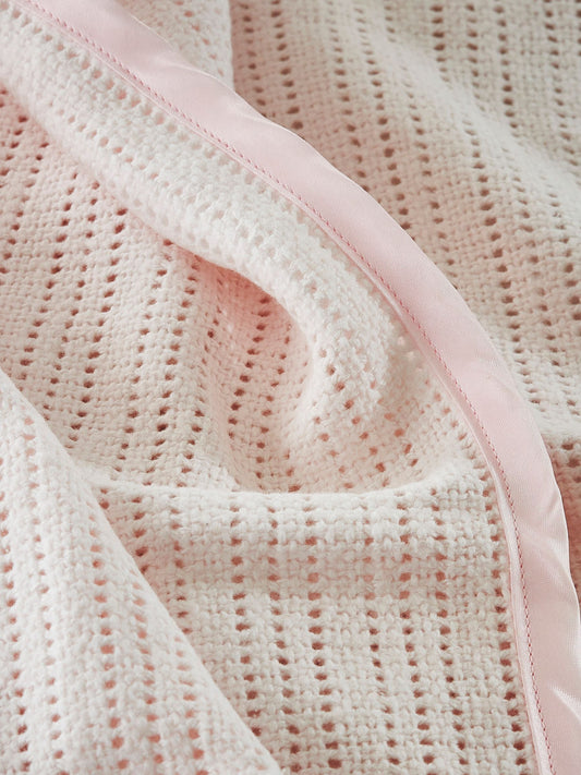 The White Company Pink The White Company Pink Cellular Satin Blanket image 2
