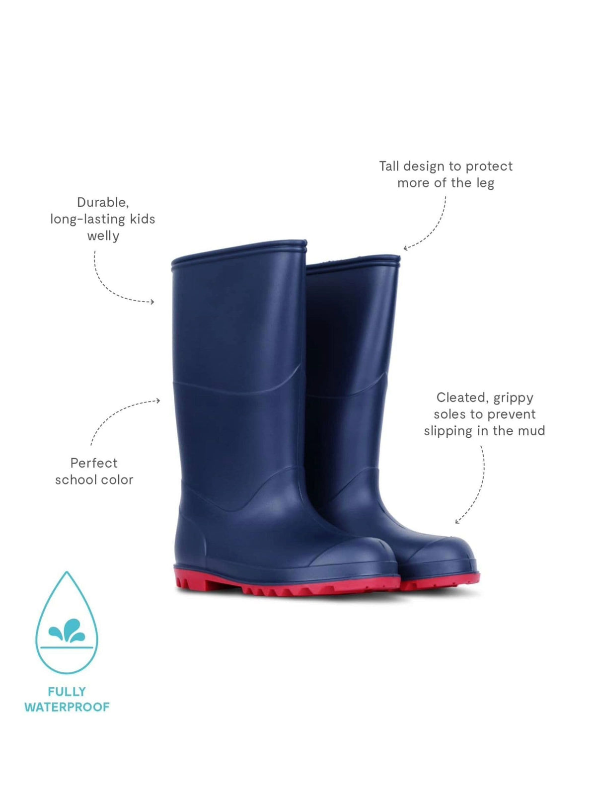 Muddy Puddles Navy Blue Classic Waterproof Wellies image 5
