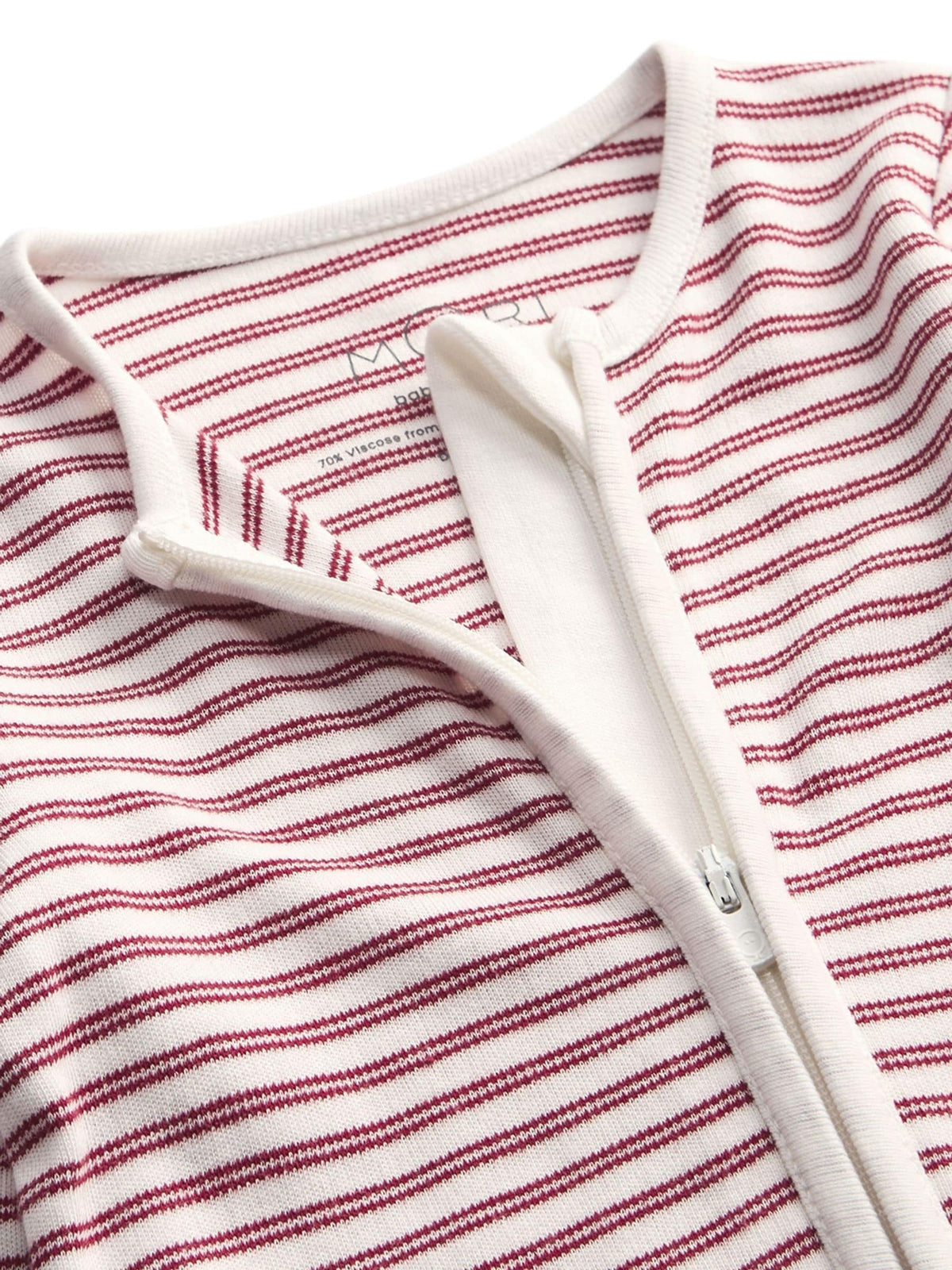 MORI Red Stripe Supersoft Two Way Zip-Up Sleepsuit - image 4