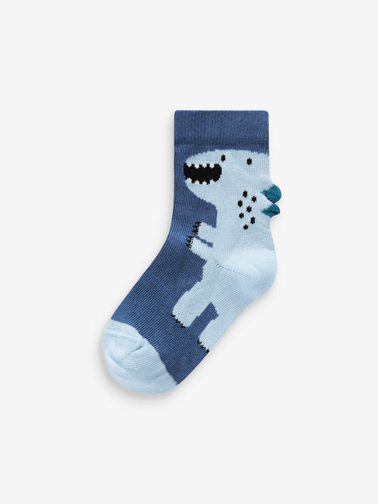 Blue Dino Cotton Rich Socks 7 Pack image 3
