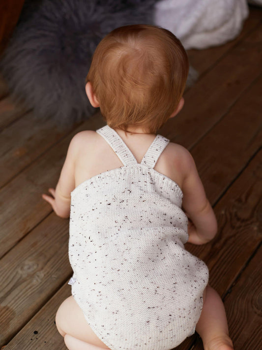 The Little Tailor Oatmeal Stylish Knitted 100% Cotton Romper image 2