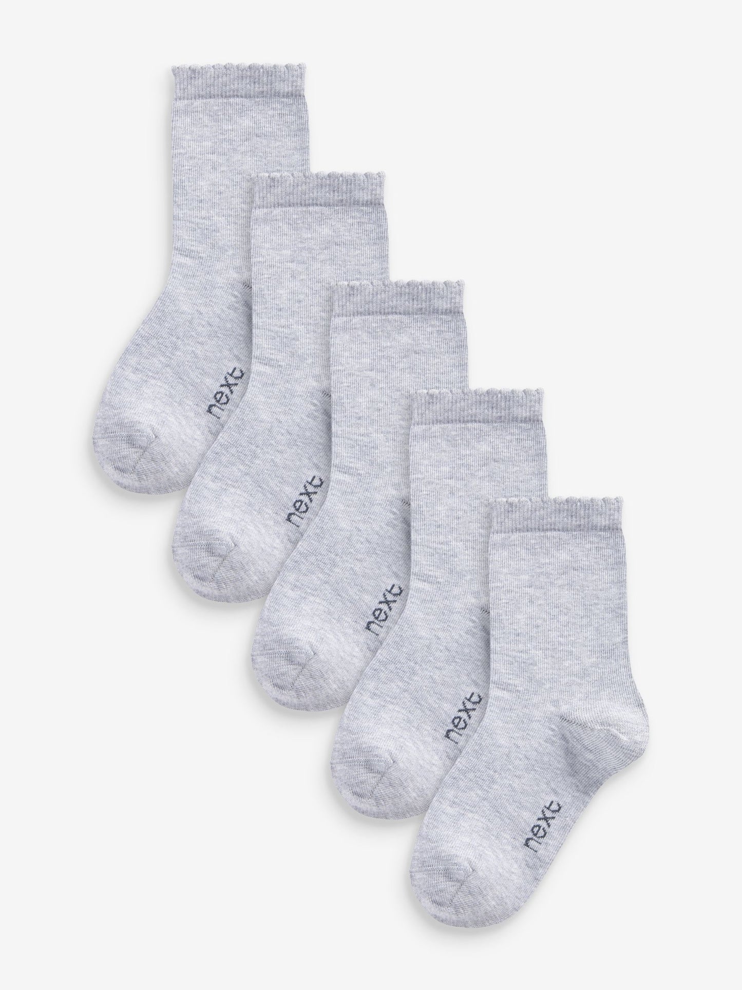 Light Grey 5 Pack Cotton Rich School Ankle Socks image 1