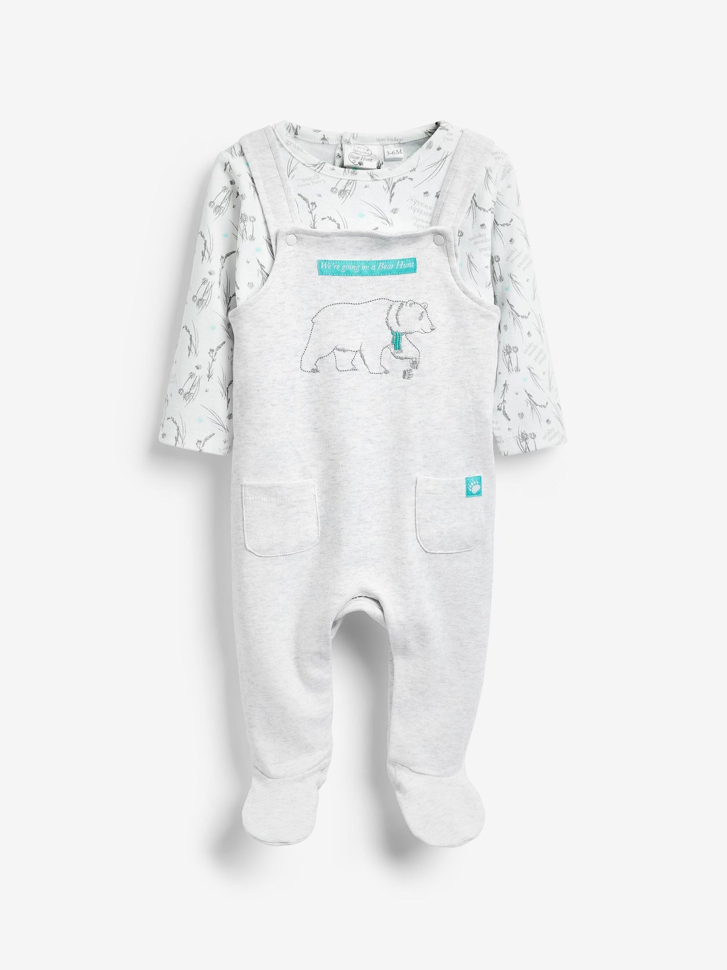 We're Going On A Bear Hunt Cream 100% Cotton Dungarees And T-Shirt Set image 1