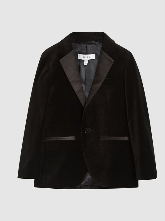 Reiss Black Ace 4-9 yrs Single Breasted Velvet Blazer image 2