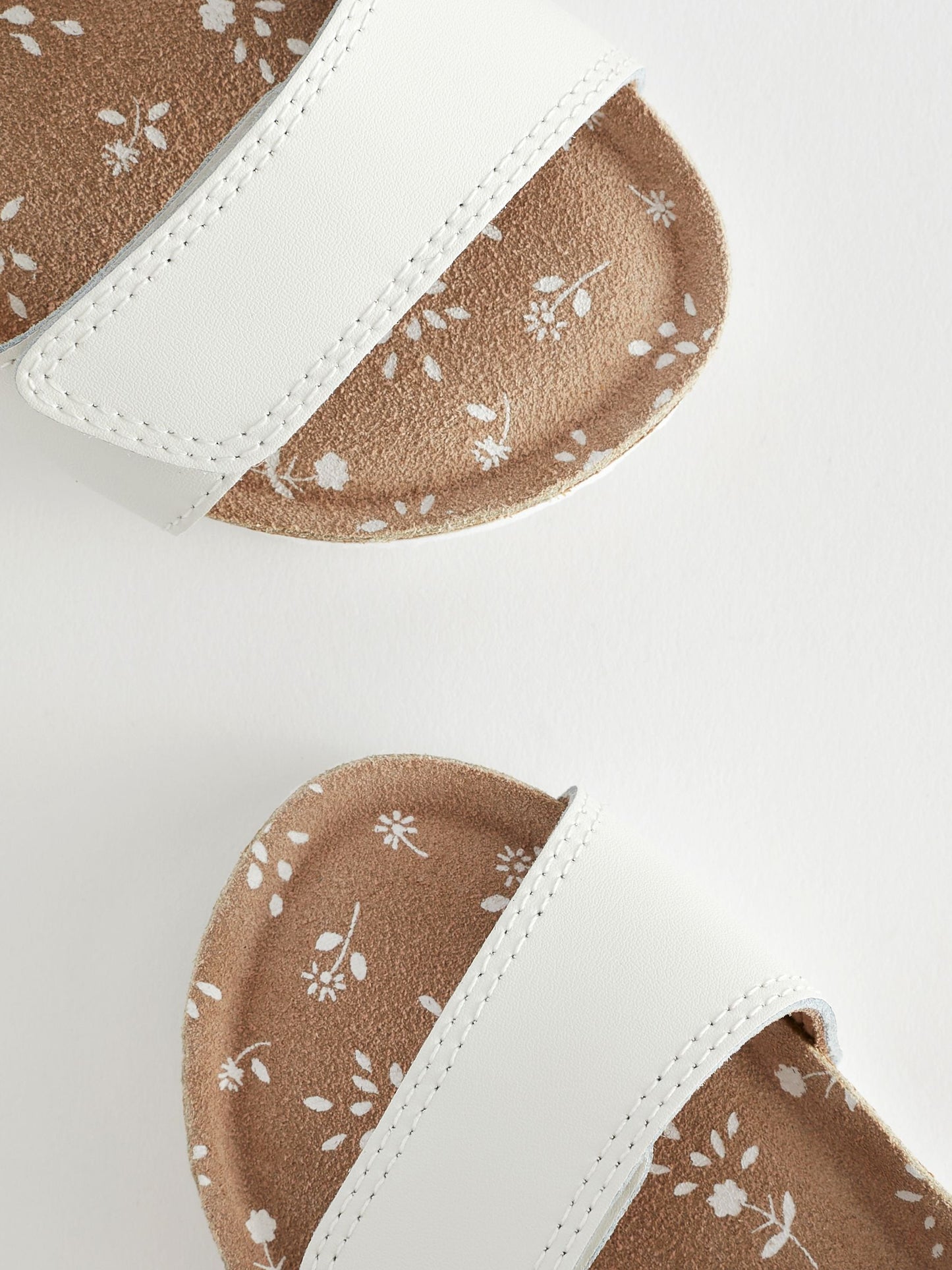 White Leather Standard Fit (F) Touch Fastening Corkbed Sandals image 6
