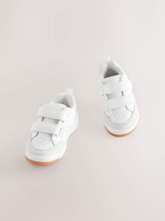White Wide Fit (G) Touch Fastening Two Strap Trainers image 2