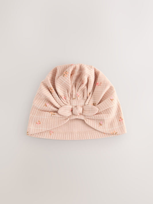 Apricot Ditsy 2 Pack Baby Turbans (0-18mths) image 3