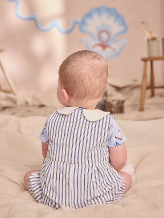 Blue Striped Cath Kidston 100% Cotton Baby Dungaree image 2