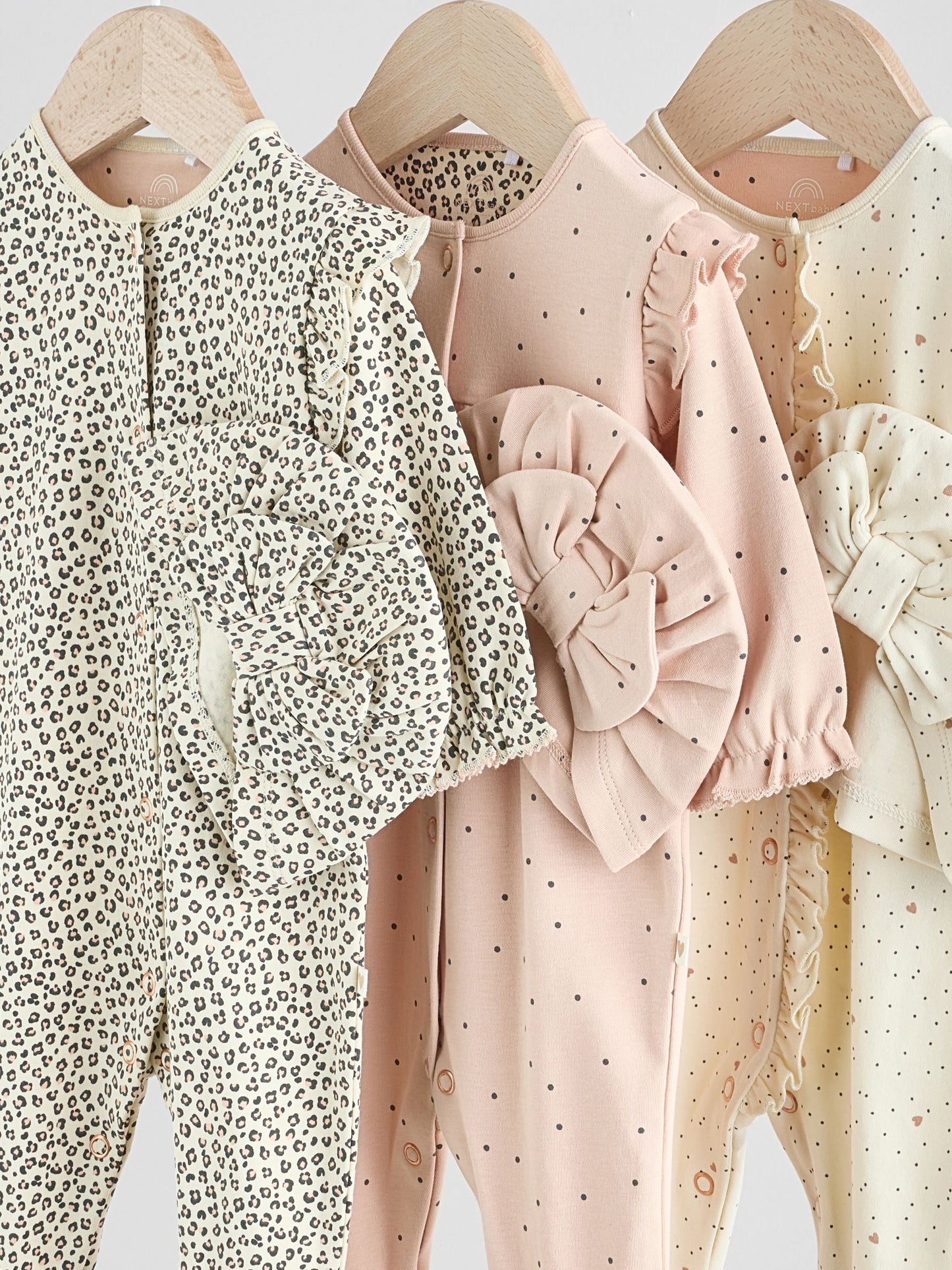 Pink 3 Pack Baby Sleepsuits with Matching Turbans (0mths-2yrs) image 8