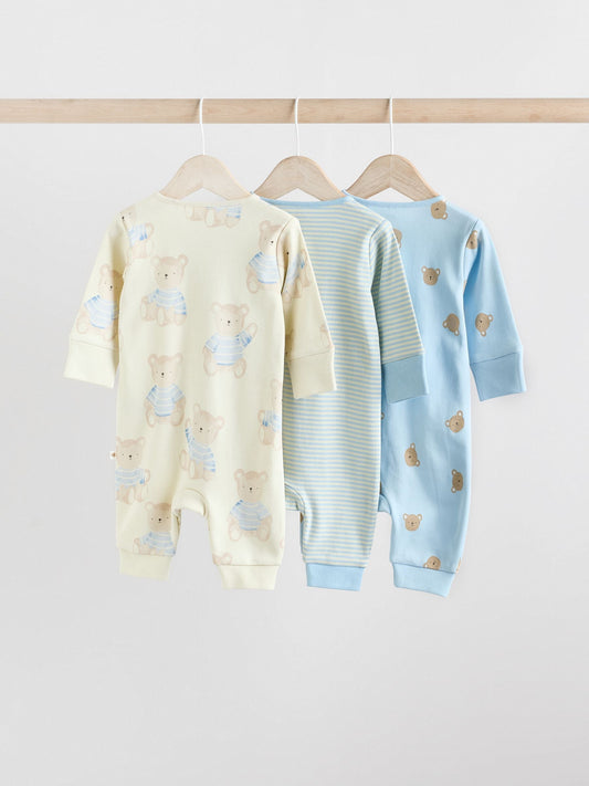 Blue 3 Pack Baby Sleepsuits (0-3yrs)