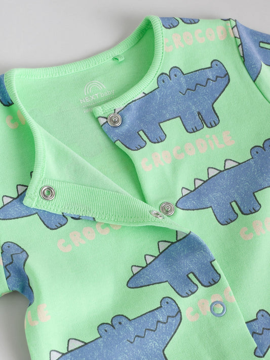 Multi 4 Pack Animal Baby 100% Cotton Sleepsuits (0mths-2yrs) image 3
