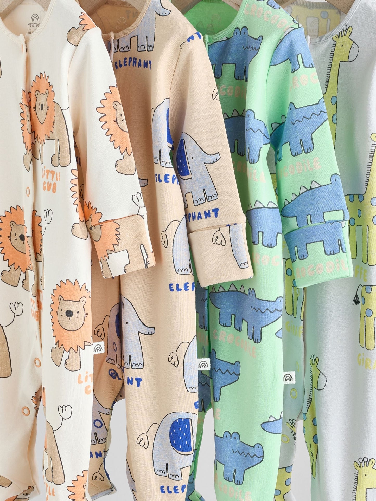 Multi 4 Pack Animal Baby 100% Cotton Sleepsuits (0mths-2yrs)