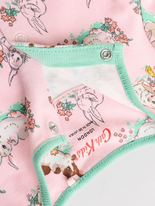 Pink/Ecru Cath Kidston Floral Baby 100% Cotton Sleepsuits 3 Pack image 3