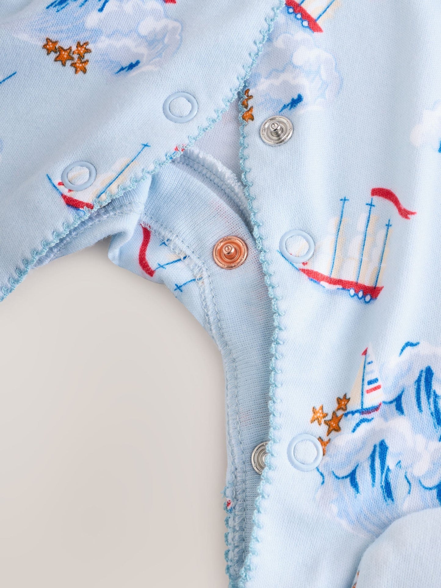 Blue/White Nautical Cath Kidston Baby 100% Cotton Sleepsuits 2 Pack