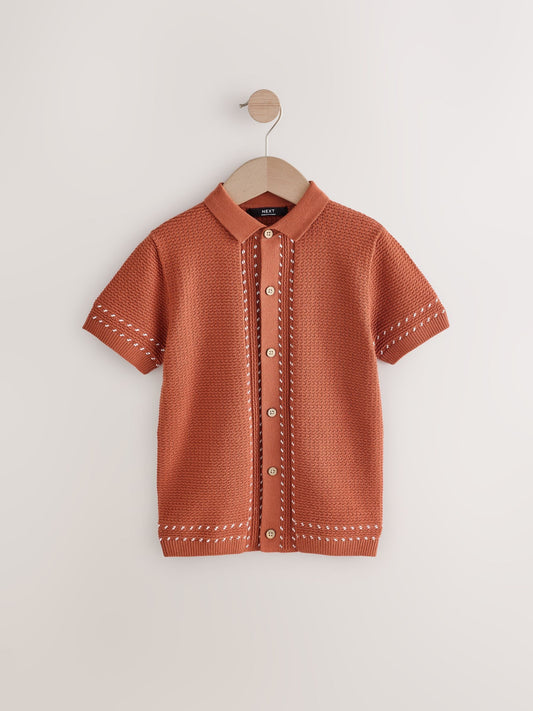 Disney Kidz - Rust Brown 100% Cotton Short Sleeve Knitted Polo Shirt (3-16yrs) image 1