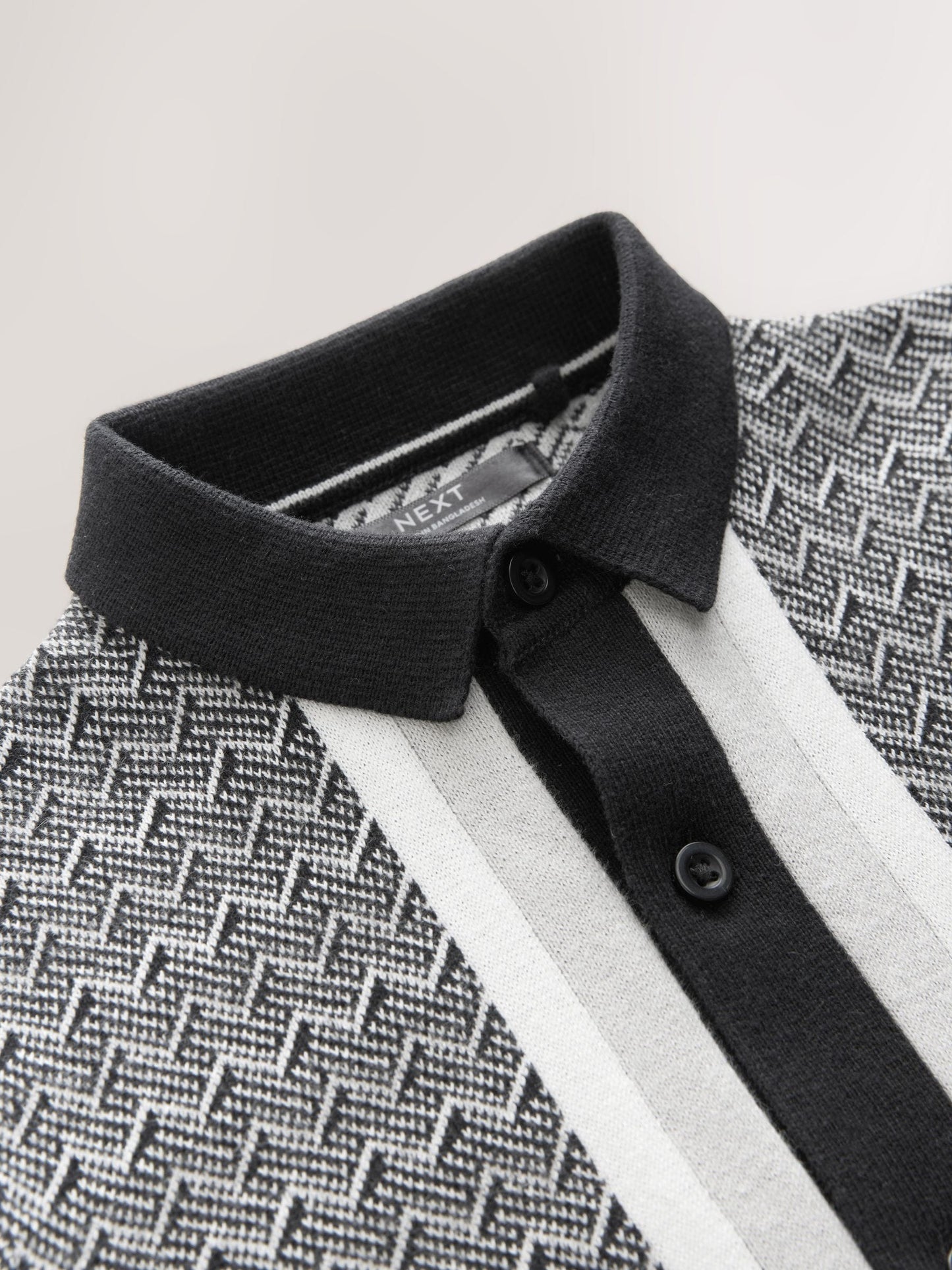 Dsiney Kidz - Monochrome Geo Knitted Button Through Polo Shirt and Shorts Set (3-16yrs) image 5