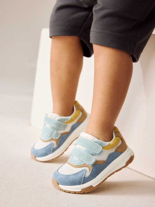 Blue Multi Suede Touch Fastening Trainers image 2