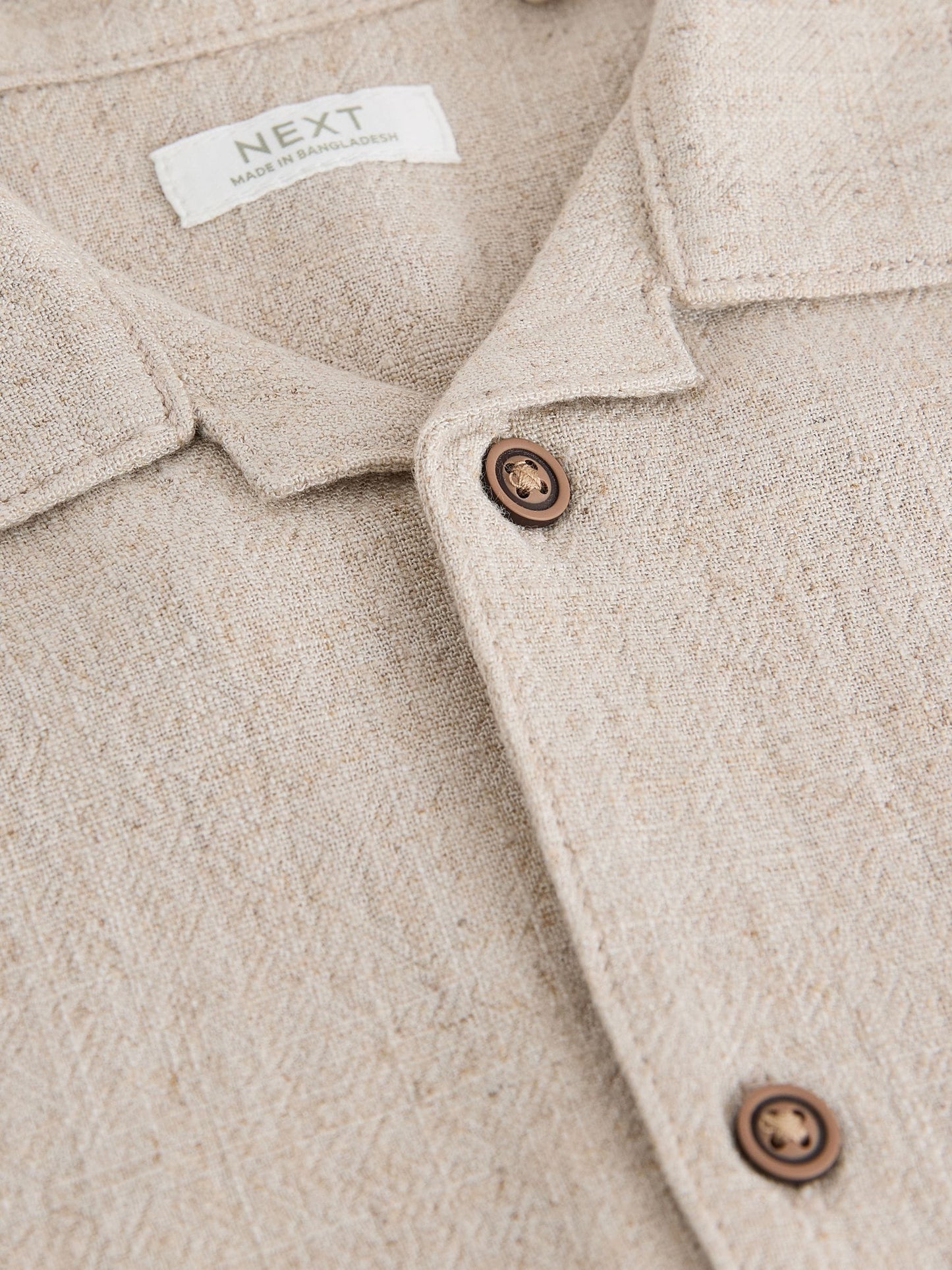 Dsiney Kidz - Neutral Plain Short Sleeves Linen Blend Revere Collar Shirt (3mths-7yrs) image 9