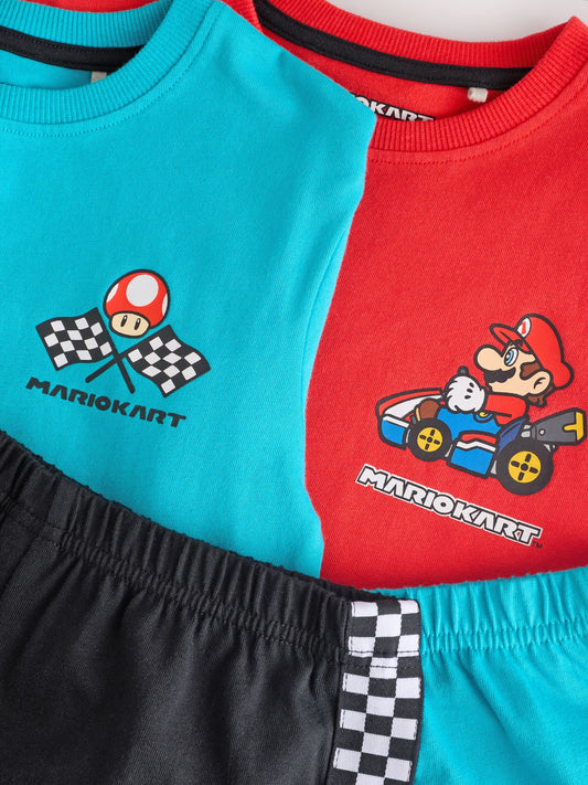 Blue/Red Mario Kart Short 100% Cotton Pyjamas 2 Pack (3-16yrs) image 3