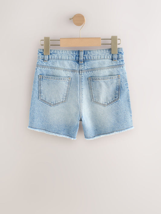 Dsiney Kidz - Mid Blue Longer Length Frayed Edge Denim Shorts (3-16yrs) image 2