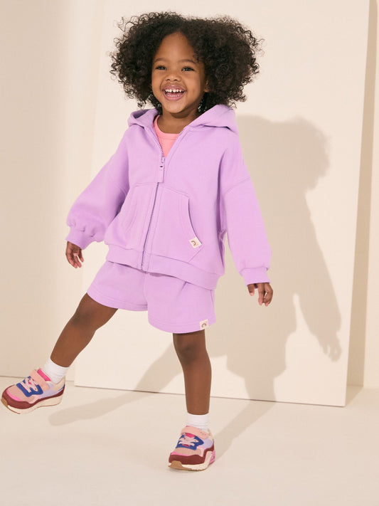 Lilac Purple Plain Sweat Shorts (3mths-7yrs) image 2