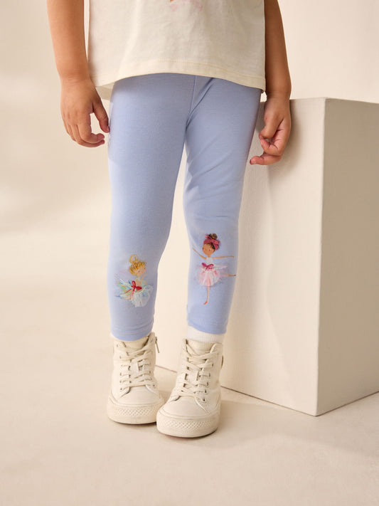 Blue Ballerina Knee Embellished Leggings (3mths-7yrs) image 2