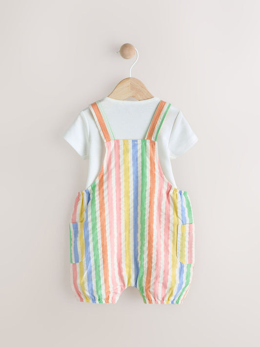 Multi Short Sleeve Baby Bodysuit and Dungarees Set (0mths-2yrs) image 3