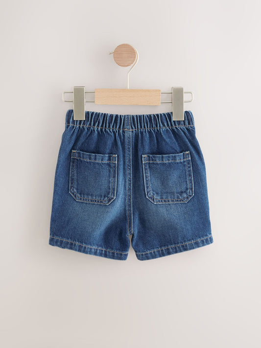 Dark Blue Pull On Loose Denim Shorts (3mths-7yrs) image 2