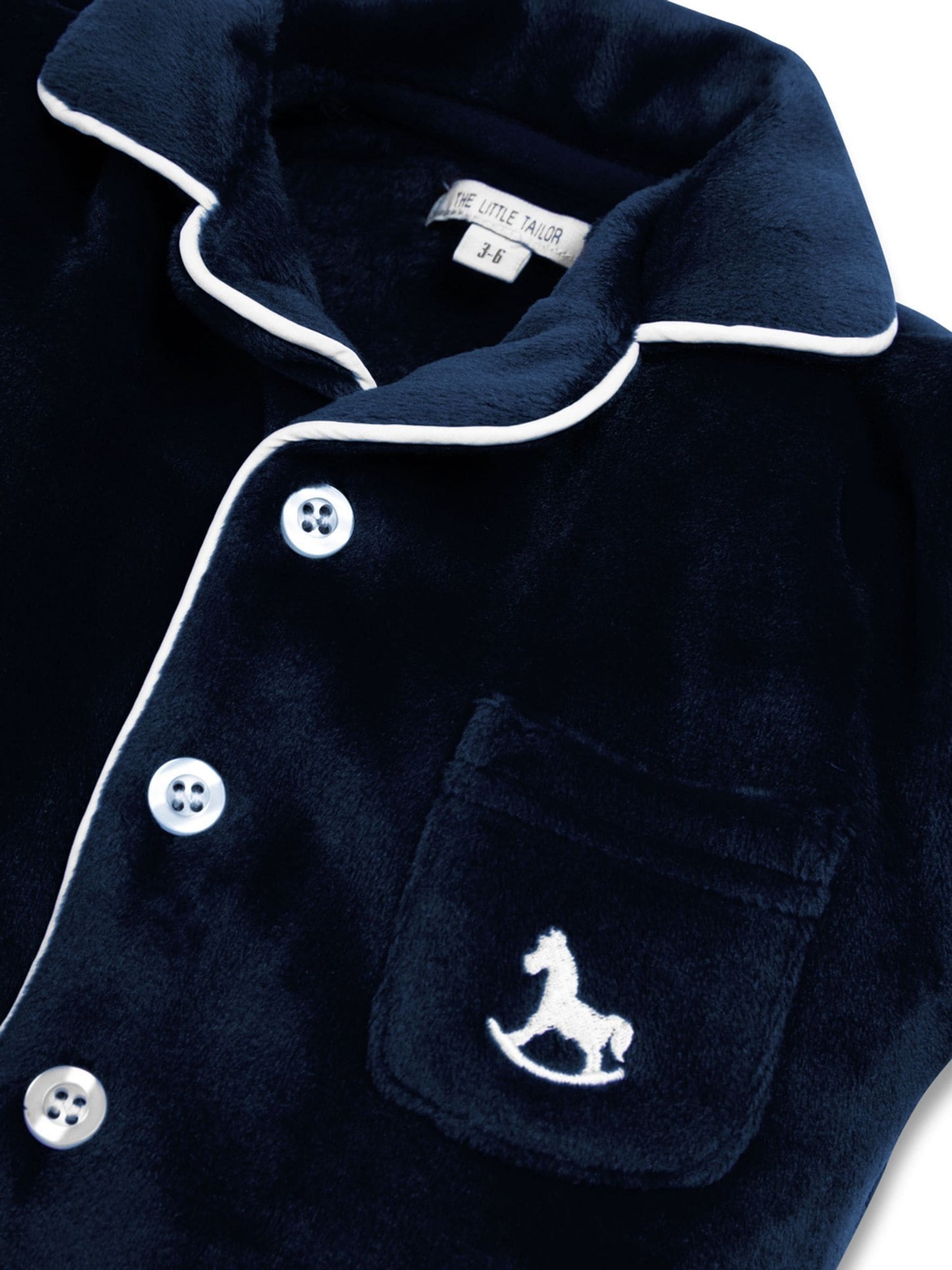 The Little Tailor Blue Luxury Soft Touch Velour Onsie Rompersuit image 6