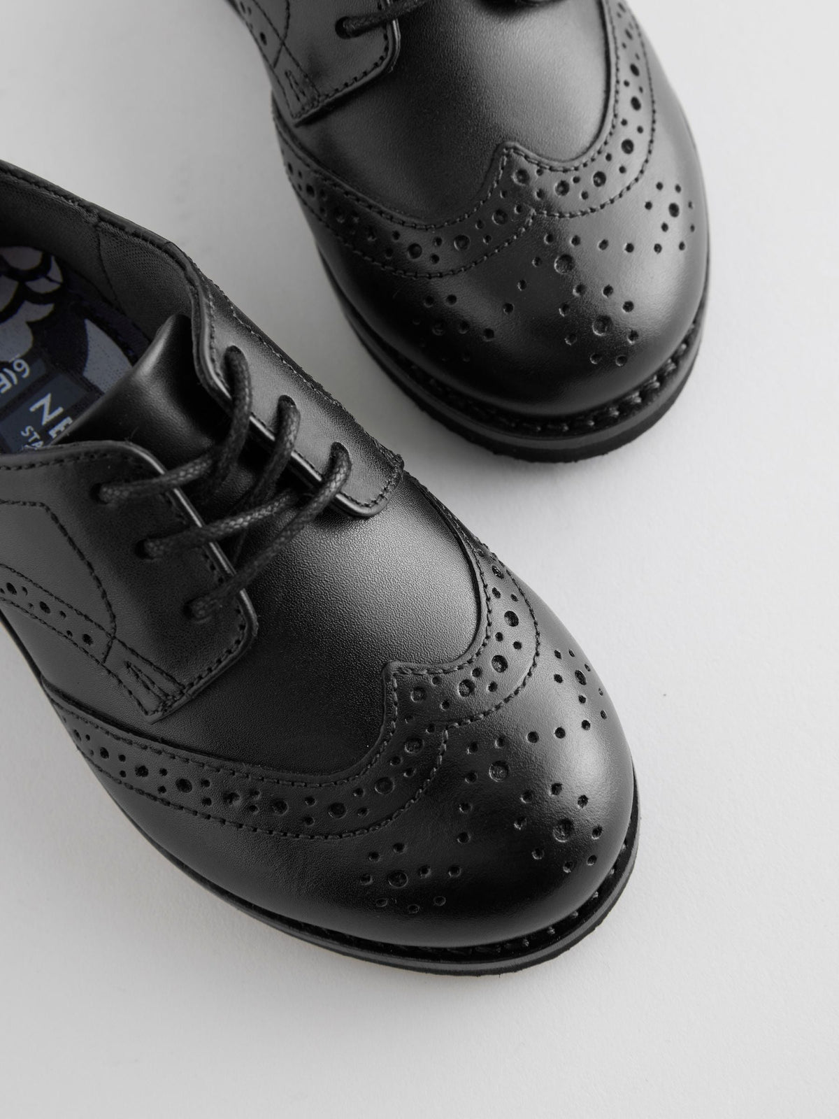 Black Standard Fit (F) Smart Leather Brogue Shoes image 5