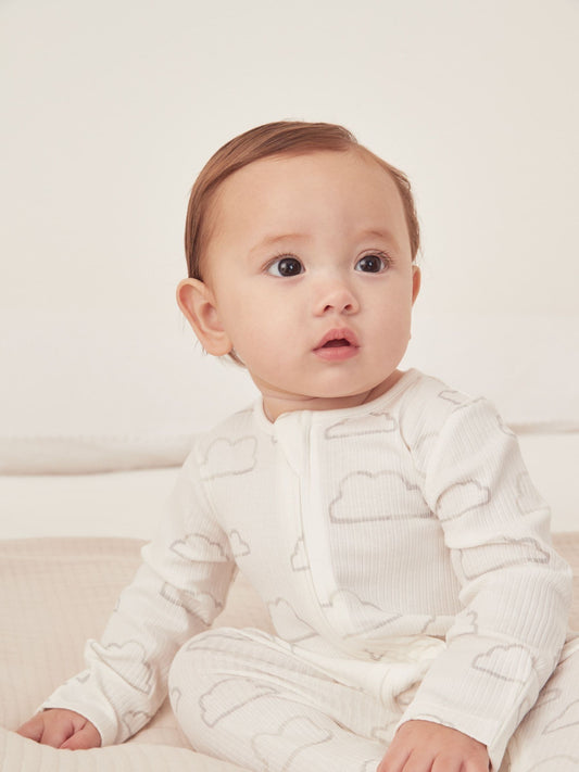 The White Company White Cloud Rib Zip Cotton Sleepsuit image 2