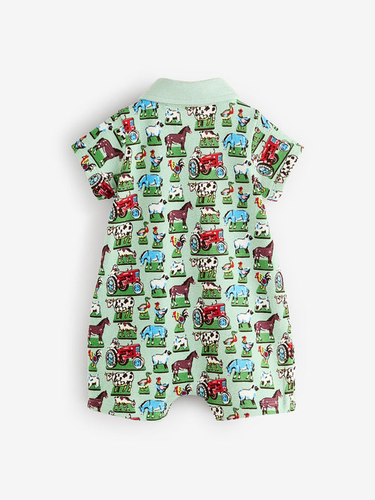 Green Farm Collared 100% Cotton Cath Kidston Romper image 3