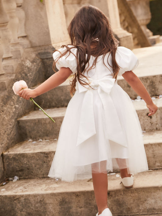 Dsiney Kidz - Lipsy Ivory Flower Girl Puff Sleeve Occasion Dress (2-11yrs) image 2