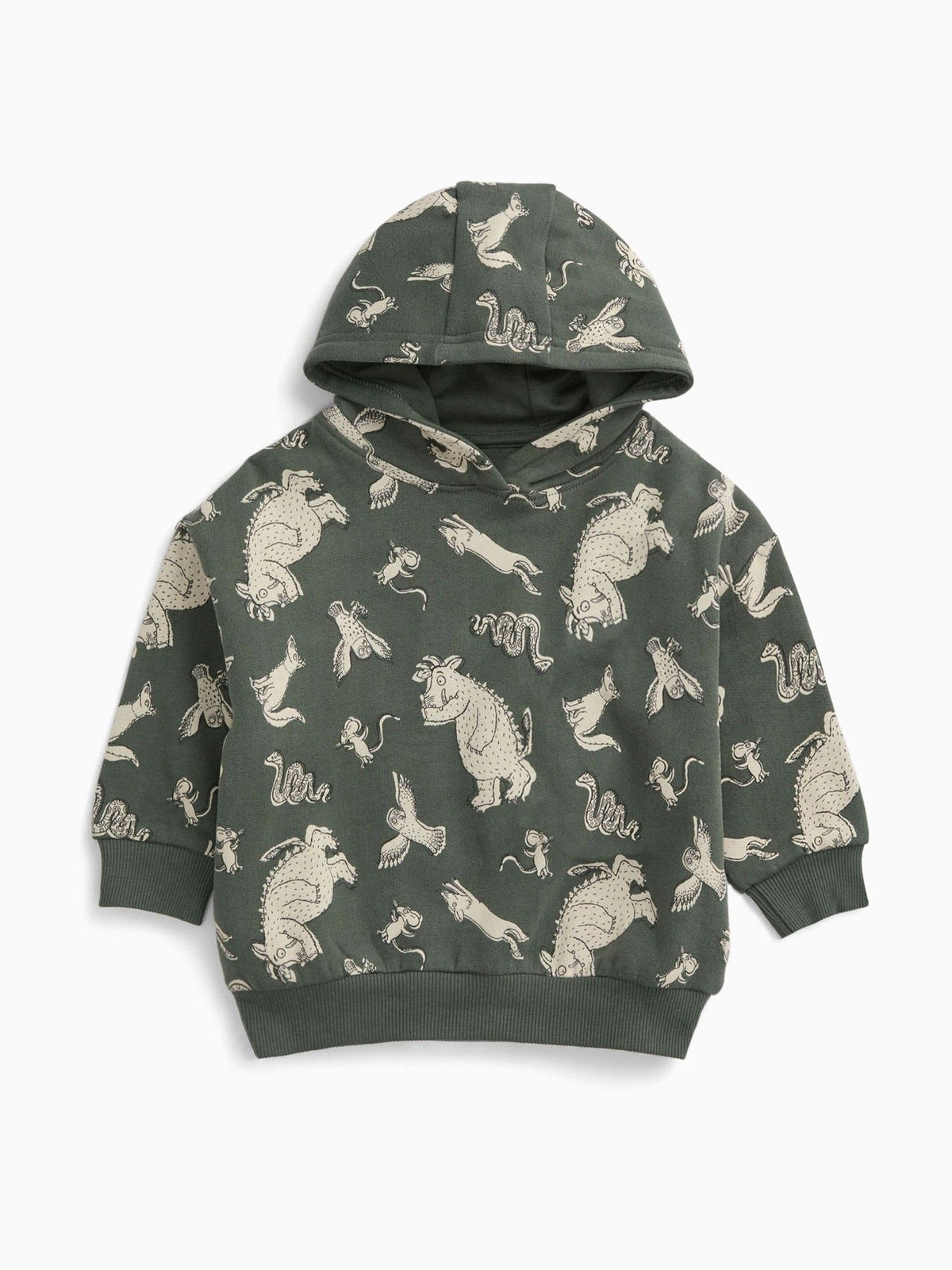 MORI Green Khaki Gruffalo Print Long Sleeve Hoodie - image 3