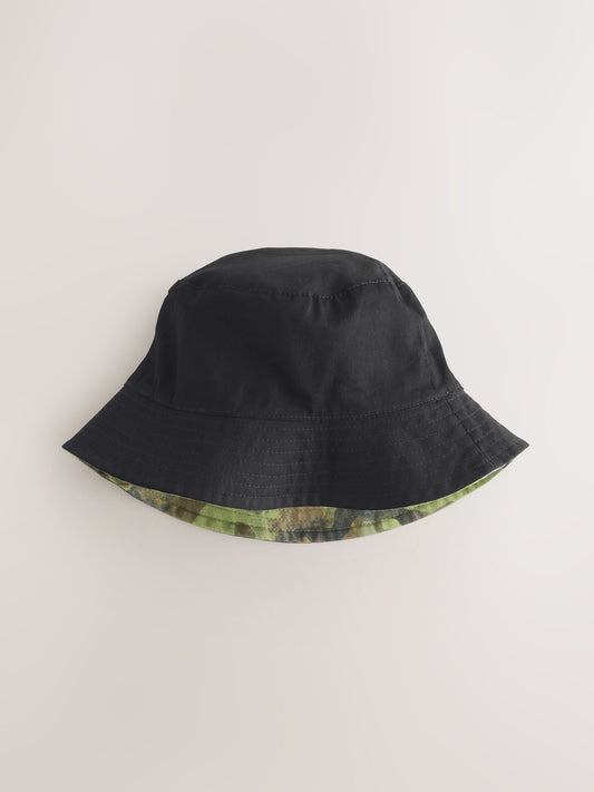 Camouflage/Black 100% Cotton Reversible Bucket Hat (1-16yrs) image 3