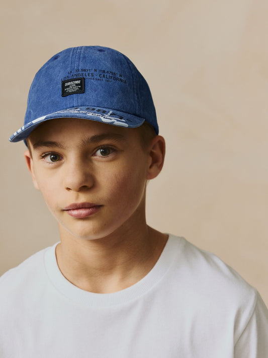 Blue Subscribe 100% Cotton Baseball Cap Hat (3-16yrs) image 3