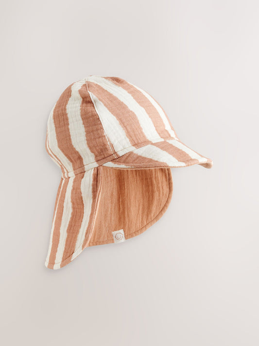 Rust Brown Stripe 100% Cotton Baby Legionnaire Hat (0mths-2yrs) image 3