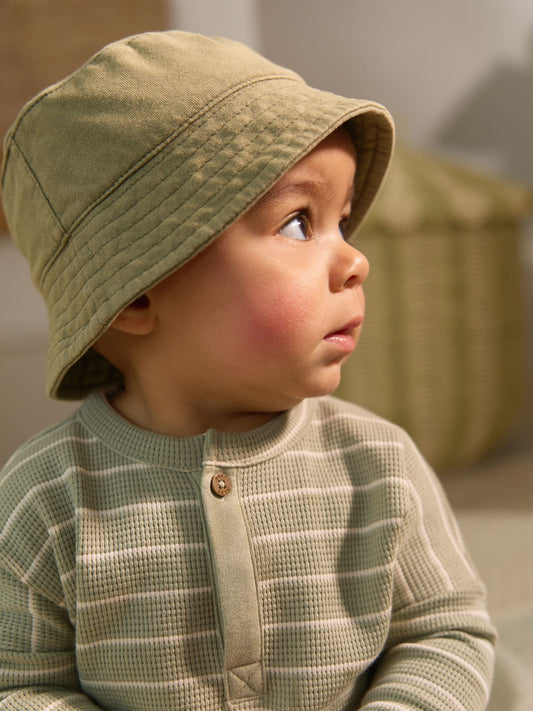 Green 100% Cotton Baby Bucket Hat (0mths-2yrs) image 3