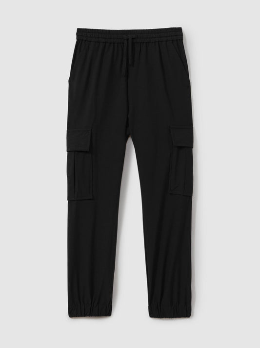 Reiss Black Lucian 3-9 yrs Technical Drawstring Trousers image 2
