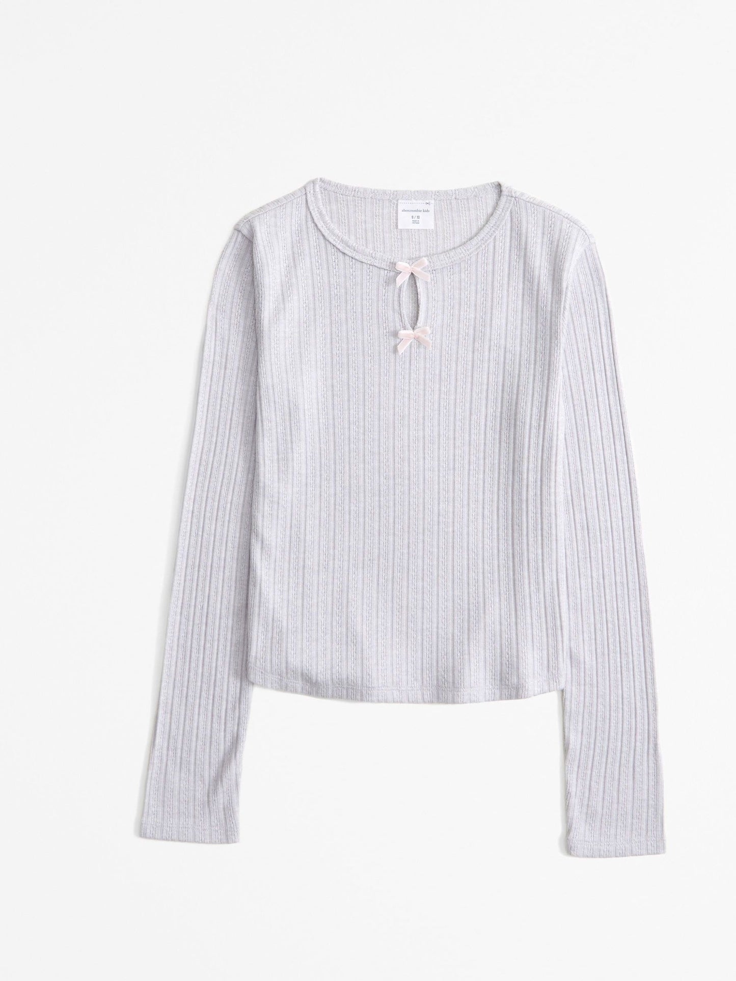 Dsiney Kidz - Abercrombie & Fitch Cream Long Sleeve Pointelle Bow Detail Top image 1