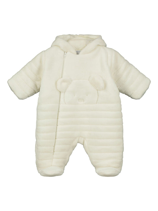 Emile Et Rose Natural Deep Pile Fleece Pramsuit With 3d Teddy image 2