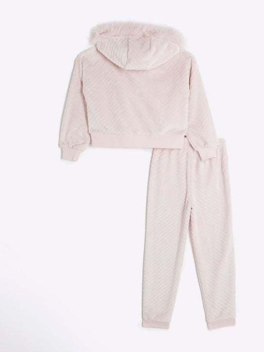 Dsiney Kidz - River Island Pink Girls Cosy Chevron Dress Set image 2