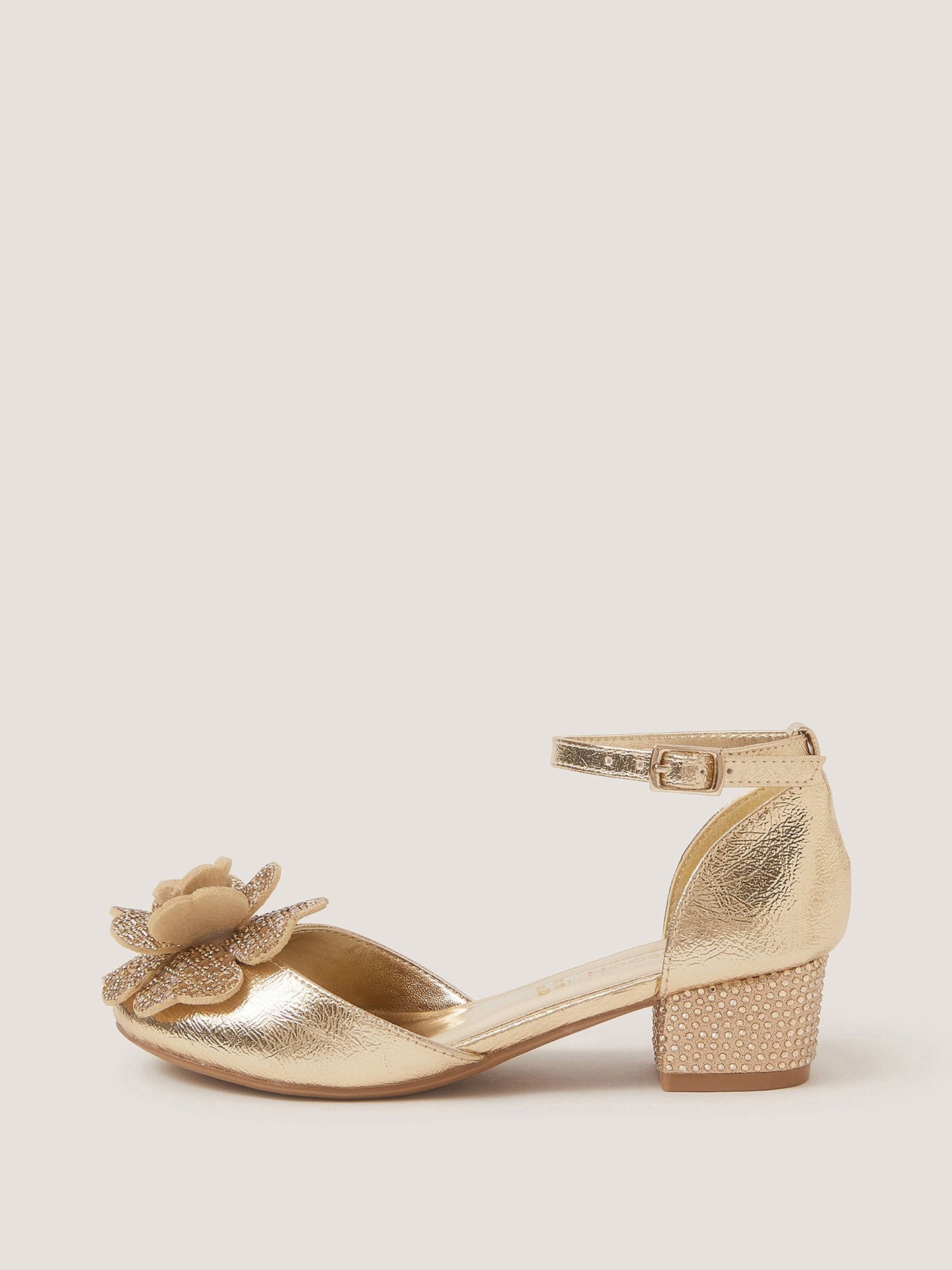 Monsoon Gold Embellished Flower Two Part Heels image 3