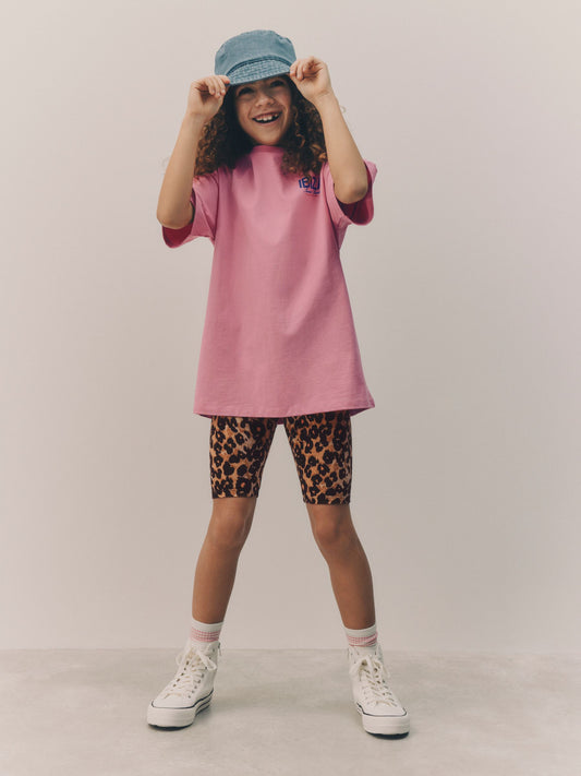 Multi Animal And Pink Slogan 100% Cotton T-Shirt And Cycling Shorts Set (3-16yrs) image 3