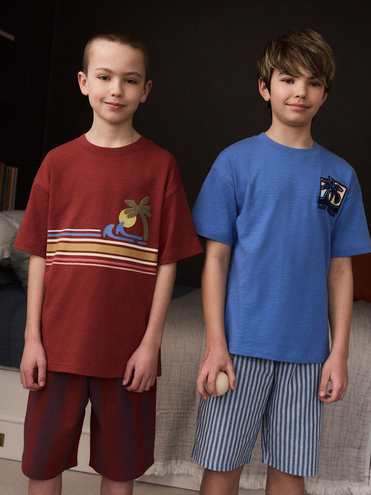 Red/Blue Check Woven Short Pyjamas 2 Pack (4-16yrs) image 3