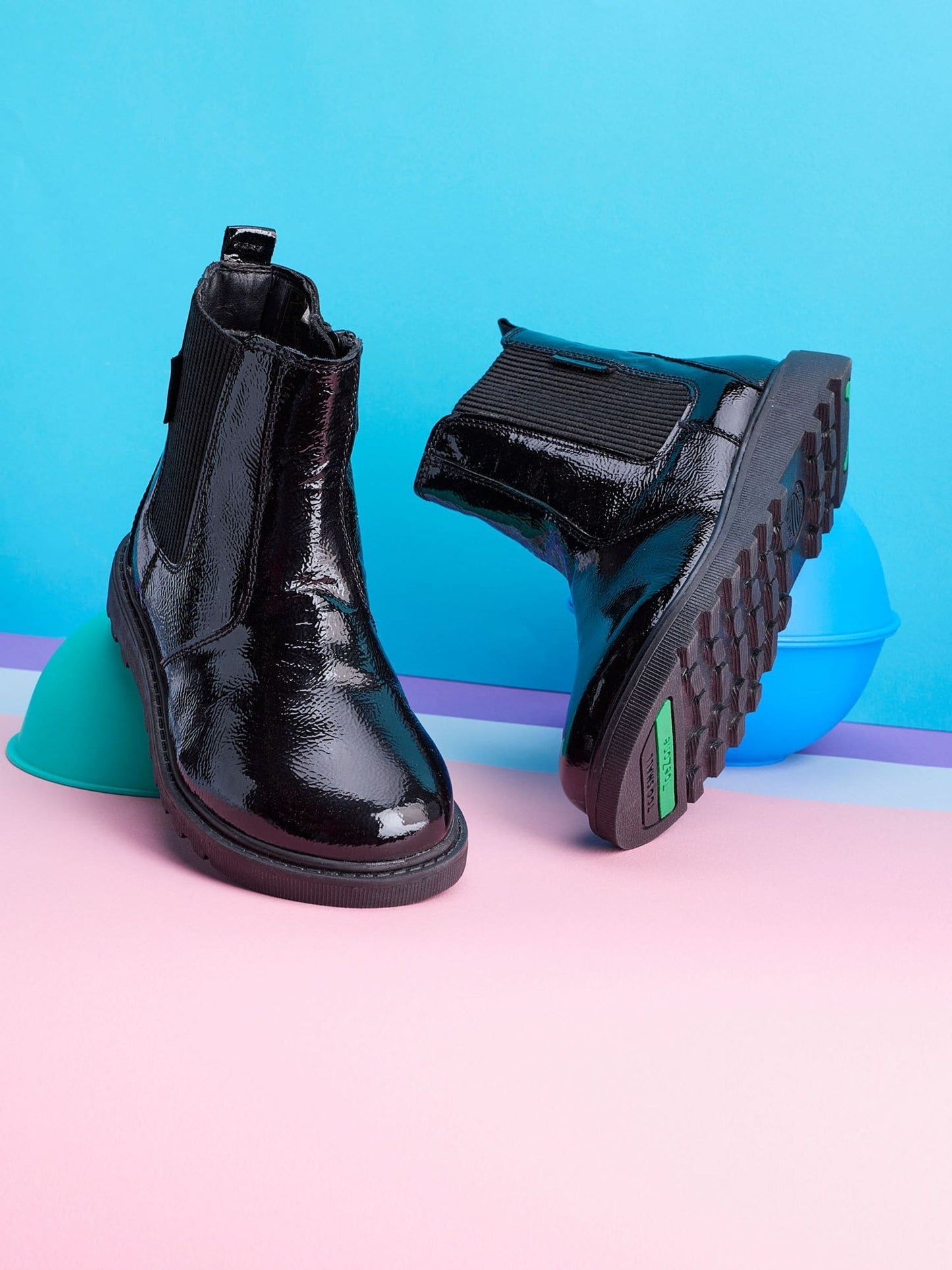 Toezone Black Amara Patent Leather Gusset And Zip Boots image 8