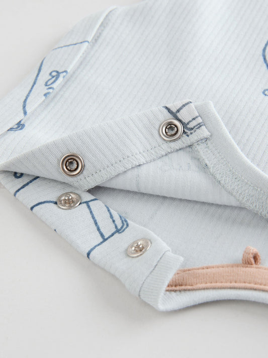 Blue 100% Cotton Baby Rompers 4 Pack image 3