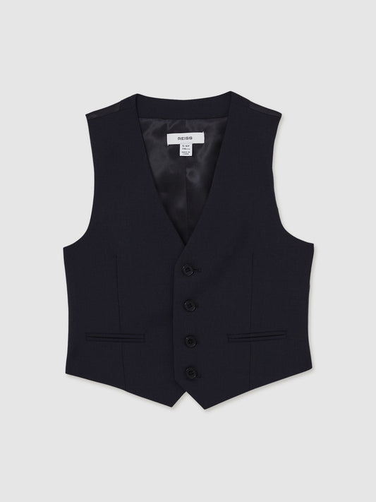 Reiss Navy Hope 9-13 yrs Wool Blend Waistcoat image 2