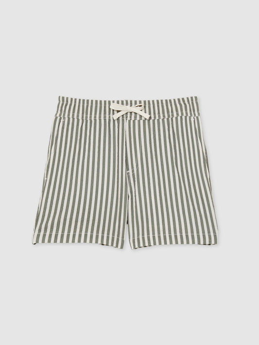 Reiss Sage/White Bay 3-9 yrs Seersucker Striped Swim Shorts image 2